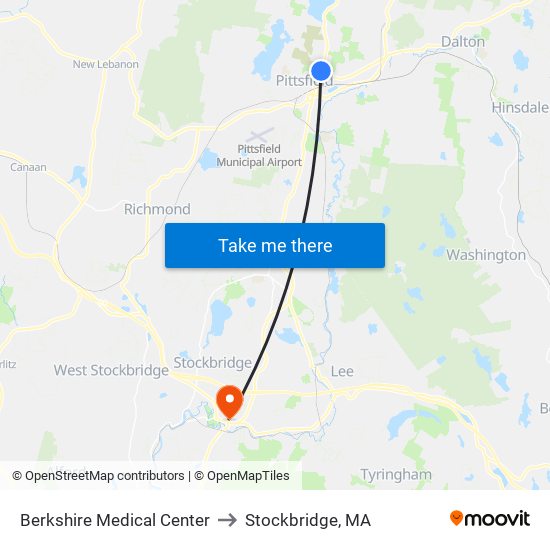 Berkshire Medical Center to Stockbridge, MA map