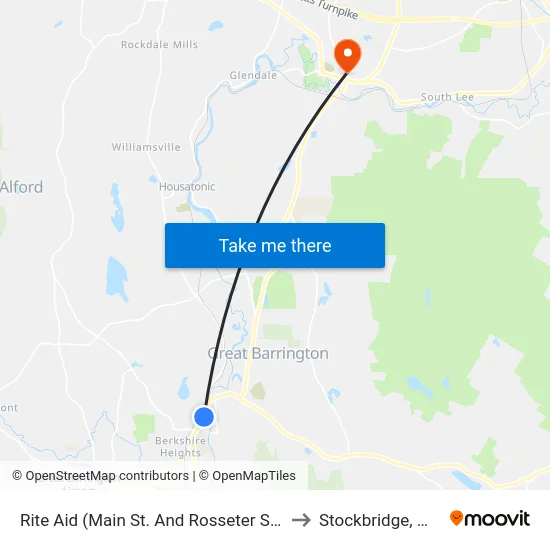 Rite Aid (Main St. And Rosseter St.) to Stockbridge, MA map
