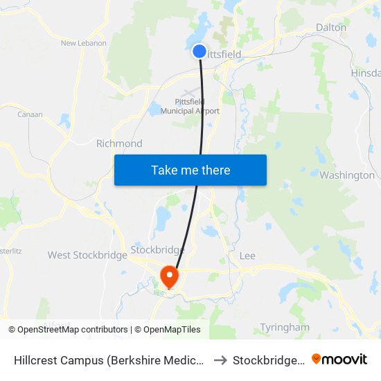 Hillcrest Campus (Berkshire Medical Center) to Stockbridge, MA map