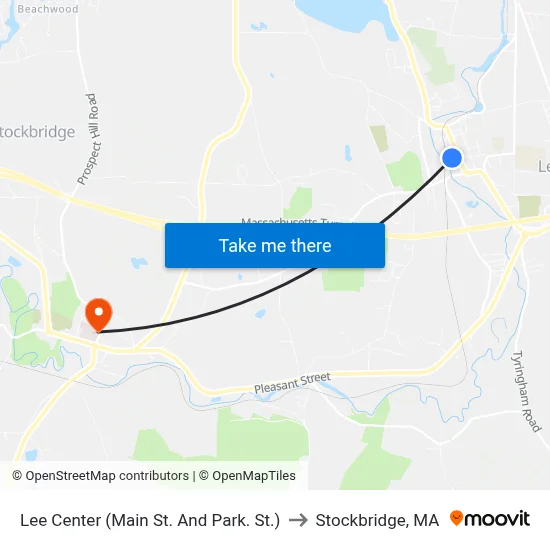 Lee Center (Main St. And Park. St.) to Stockbridge, MA map