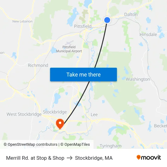 Merrill Rd. at Stop & Shop to Stockbridge, MA map