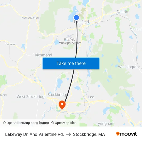 Lakeway Dr. And Valentine Rd. to Stockbridge, MA map