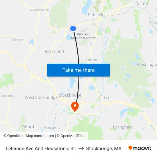 Lebanon Ave And Housatonic St. to Stockbridge, MA map
