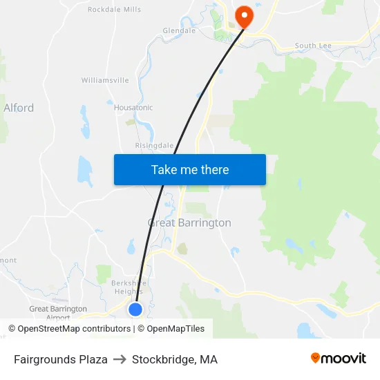 Fairgrounds Plaza to Stockbridge, MA map