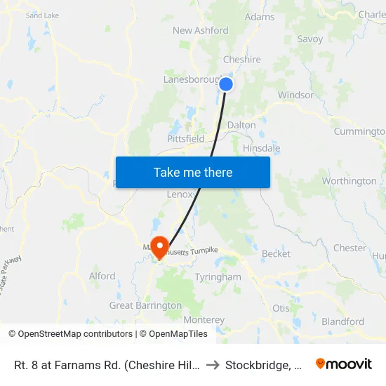 Rt. 8 at Farnams Rd. (Cheshire Hills) to Stockbridge, MA map