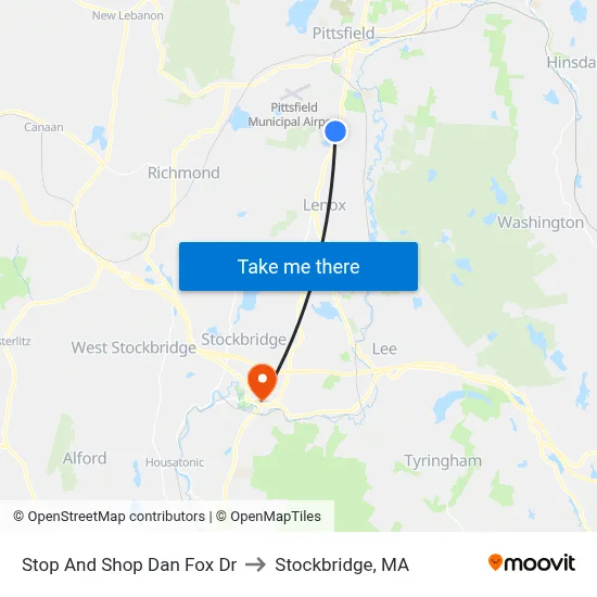 Stop And Shop Dan Fox Dr to Stockbridge, MA map