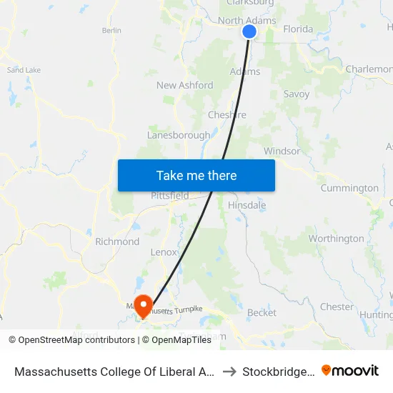 Massachusetts College Of Liberal Arts (Mcla) to Stockbridge, MA map