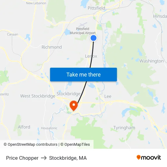 Price Chopper to Stockbridge, MA map