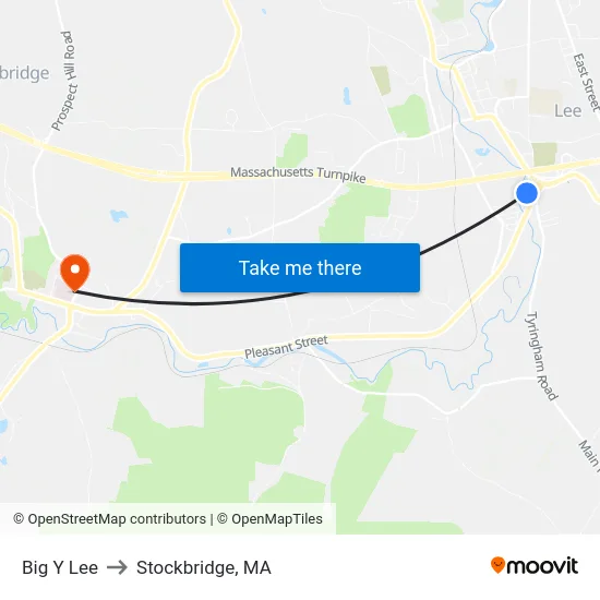 Big Y Lee to Stockbridge, MA map