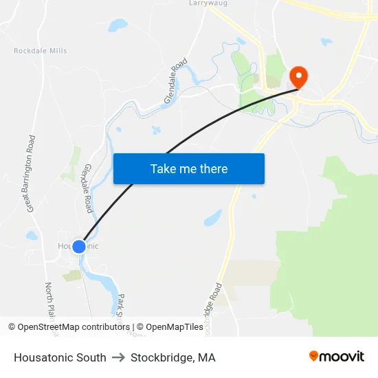 Housatonic South to Stockbridge, MA map