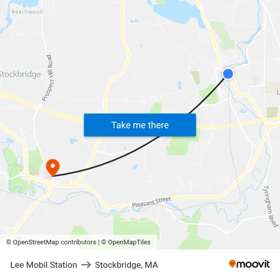 Lee Mobil Station to Stockbridge, MA map