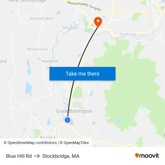 Blue Hill Rd to Stockbridge, MA map