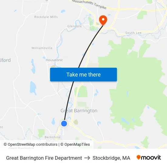 Great Barrington Fire Department to Stockbridge, MA map