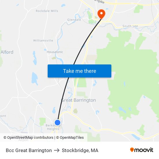 Bcc Great Barrington to Stockbridge, MA map