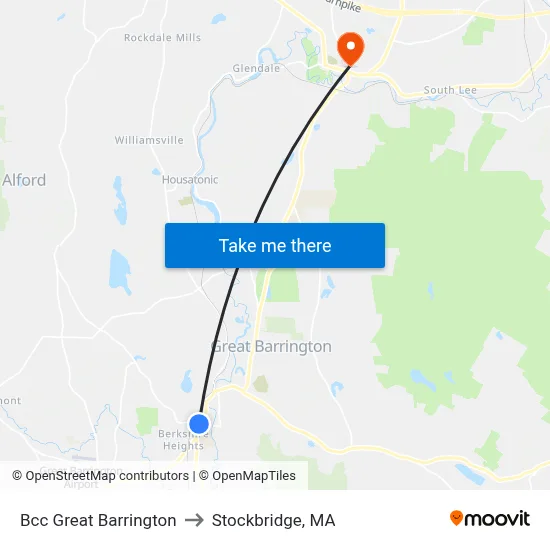Bcc Great Barrington to Stockbridge, MA map