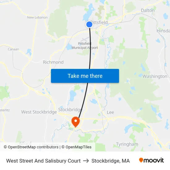 West Street And Salisbury Court to Stockbridge, MA map