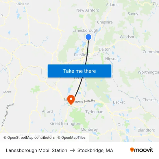 Lanesborough Mobil Station to Stockbridge, MA map