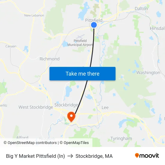 Big Y Market Pittsfield (In) to Stockbridge, MA map