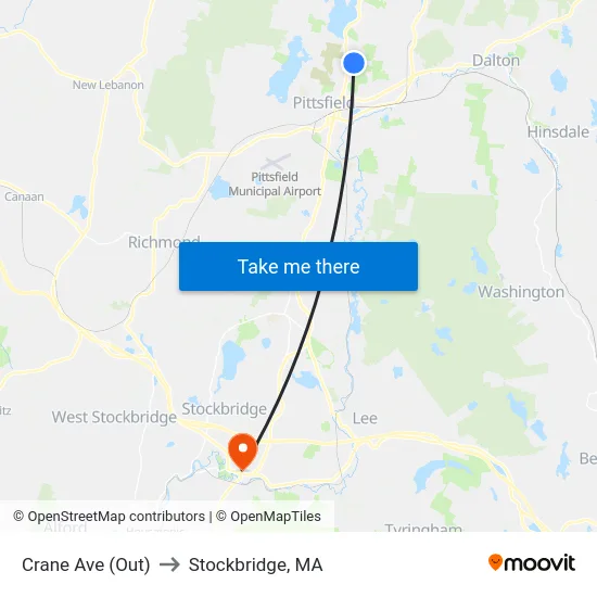 Crane Ave (Out) to Stockbridge, MA map
