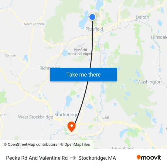 Pecks Rd And Valentine Rd to Stockbridge, MA map