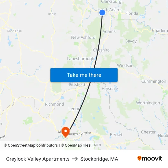 Greylock Valley Apartments to Stockbridge, MA map