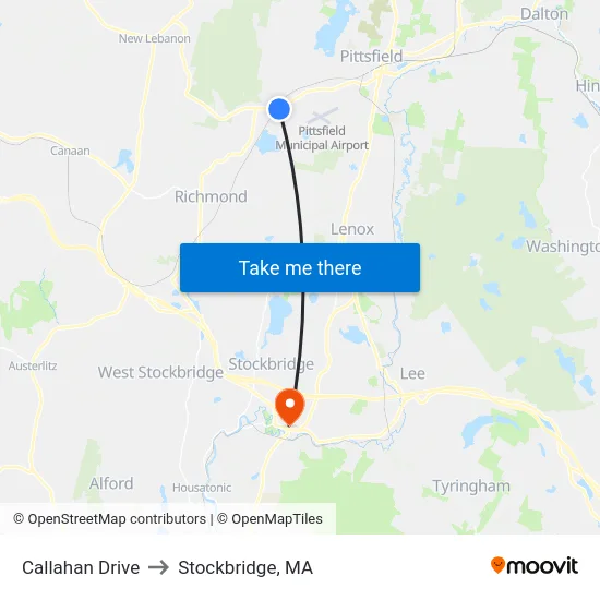Callahan Drive to Stockbridge, MA map