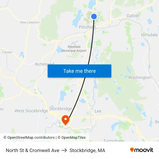 North St & Cromwell Ave to Stockbridge, MA map