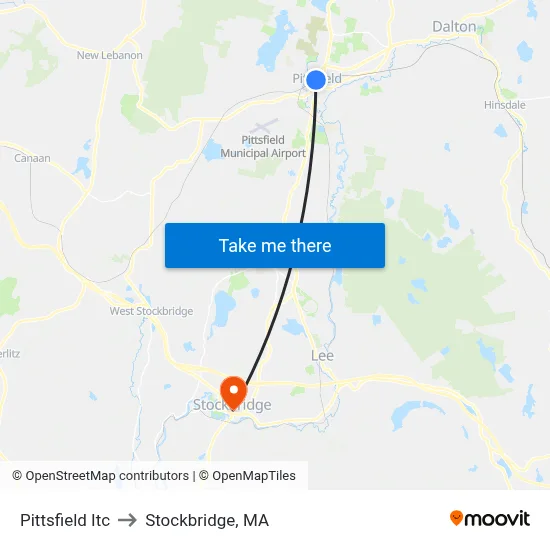 Pittsfield Itc to Stockbridge, MA map