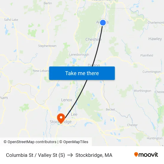 Columbia St / Valley St (S) to Stockbridge, MA map