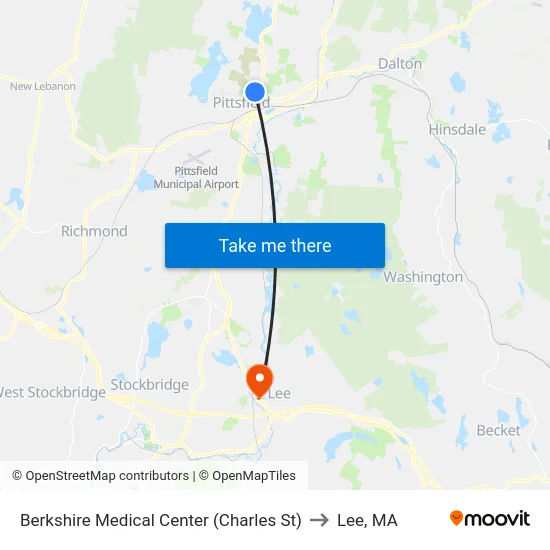 Berkshire Medical Center (Charles St) to Lee, MA map