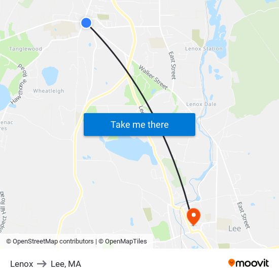 Lenox to Lee, MA map