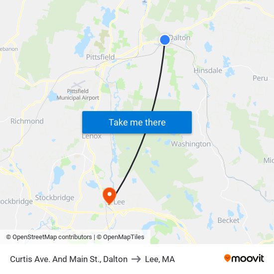 Curtis Ave. And Main St., Dalton to Lee, MA map