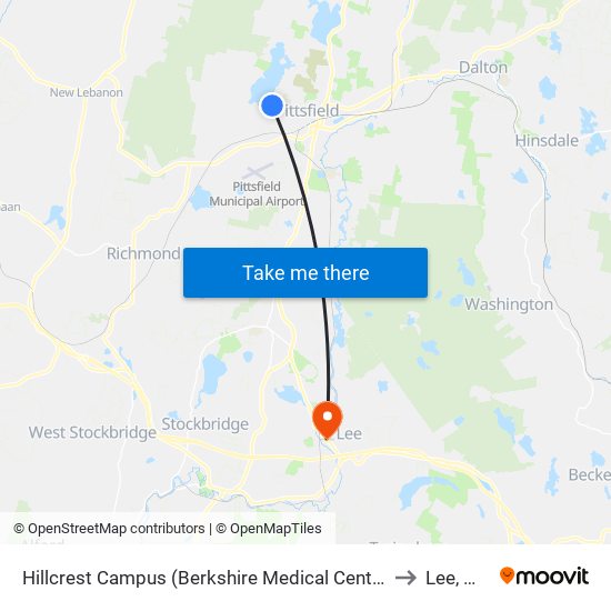 Hillcrest Campus (Berkshire Medical Center) to Lee, MA map