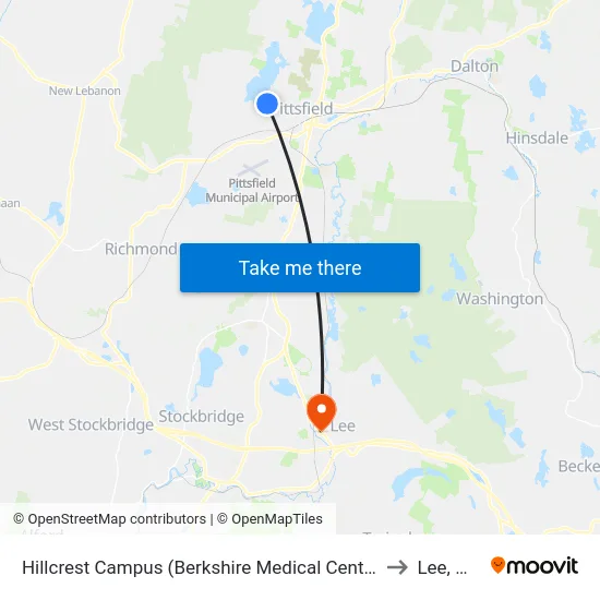 Hillcrest Campus (Berkshire Medical Center) to Lee, MA map