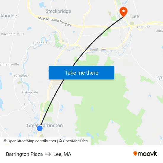 Barrington Plaza to Lee, MA map