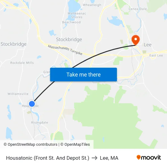 Housatonic (Front St. And Depot St.) to Lee, MA map
