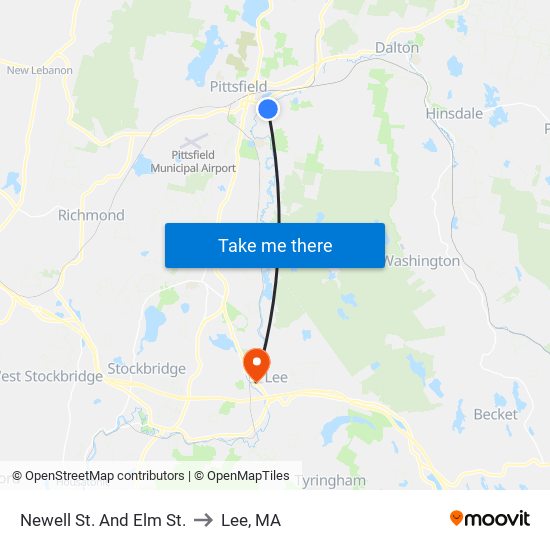 Newell St. And Elm St. to Lee, MA map