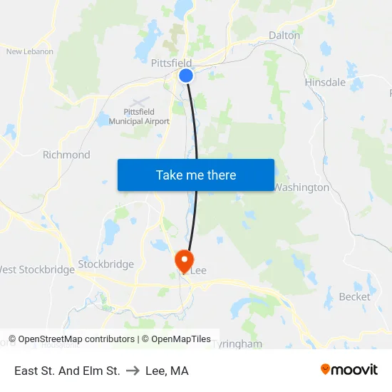East St. And Elm St. to Lee, MA map