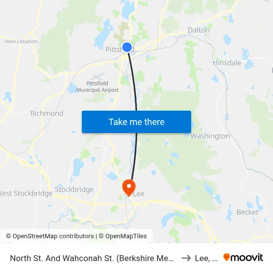 North St. And Wahconah St. (Berkshire Medical Center) to Lee, MA map
