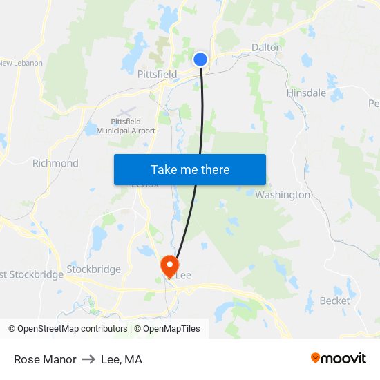 Rose Manor to Lee, MA map