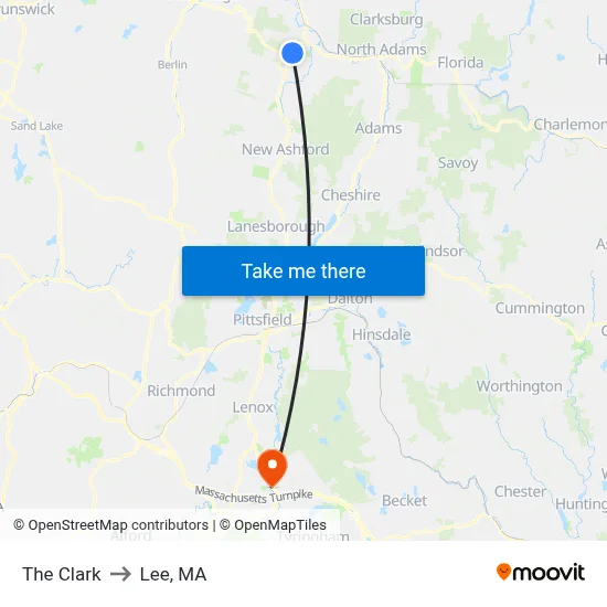 The Clark to Lee, MA map