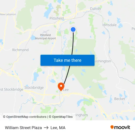 William Street Plaza to Lee, MA map