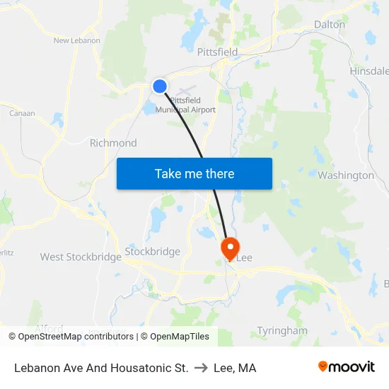 Lebanon Ave And Housatonic St. to Lee, MA map