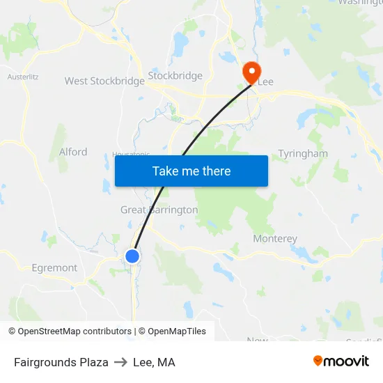 Fairgrounds Plaza to Lee, MA map