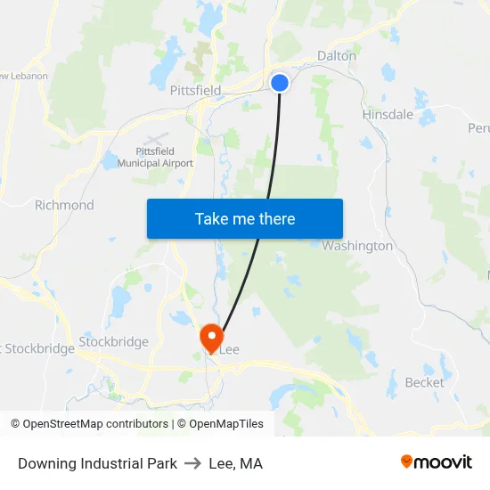 Downing Industrial Park to Lee, MA map