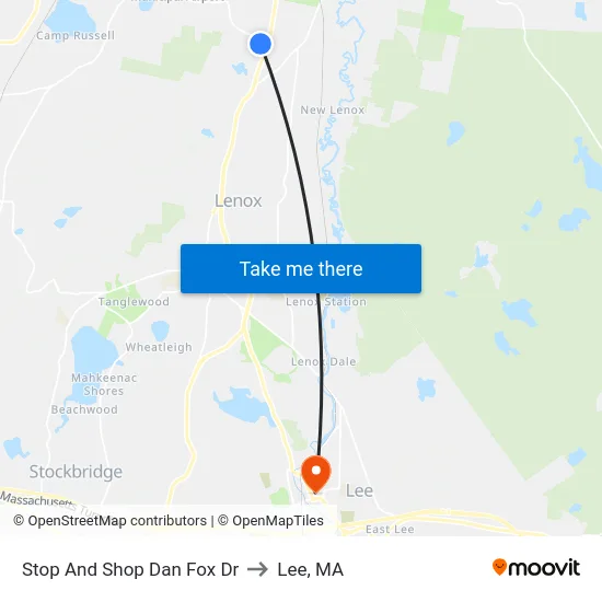 Stop And Shop Dan Fox Dr to Lee, MA map
