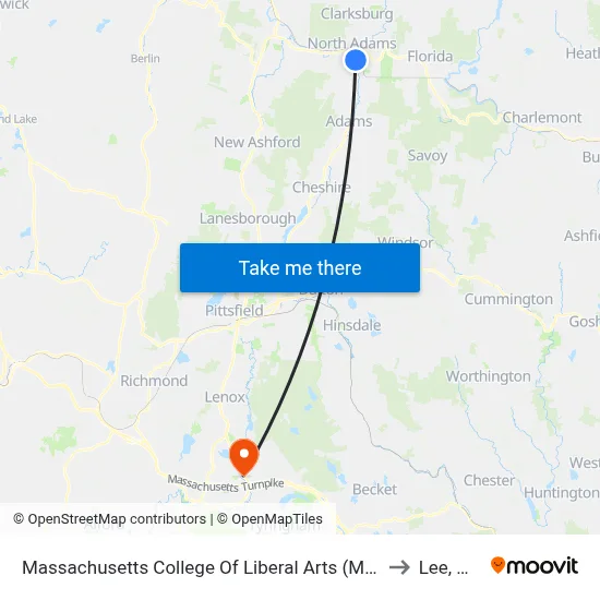 Massachusetts College Of Liberal Arts (Mcla) to Lee, MA map