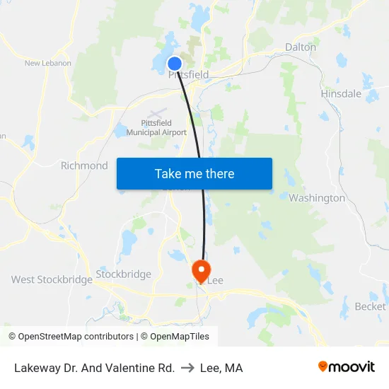 Lakeway Dr. And Valentine Rd. to Lee, MA map