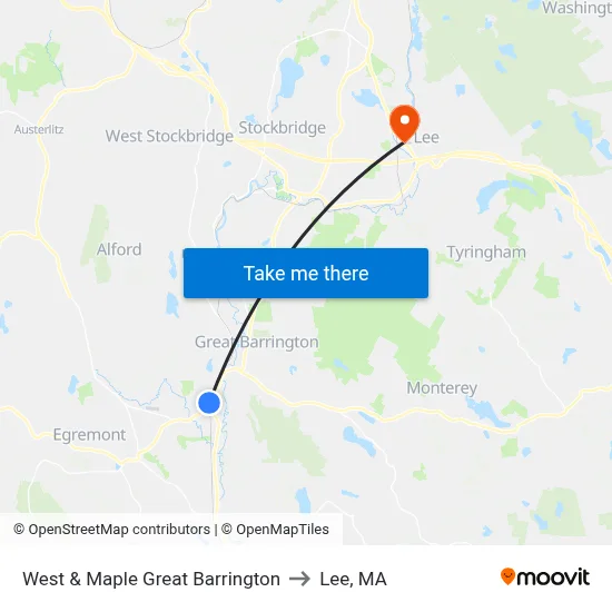 West & Maple Great Barrington to Lee, MA map