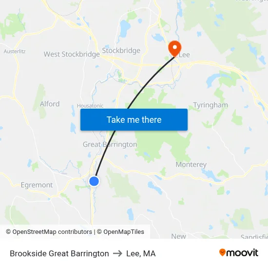 Brookside Great Barrington to Lee, MA map